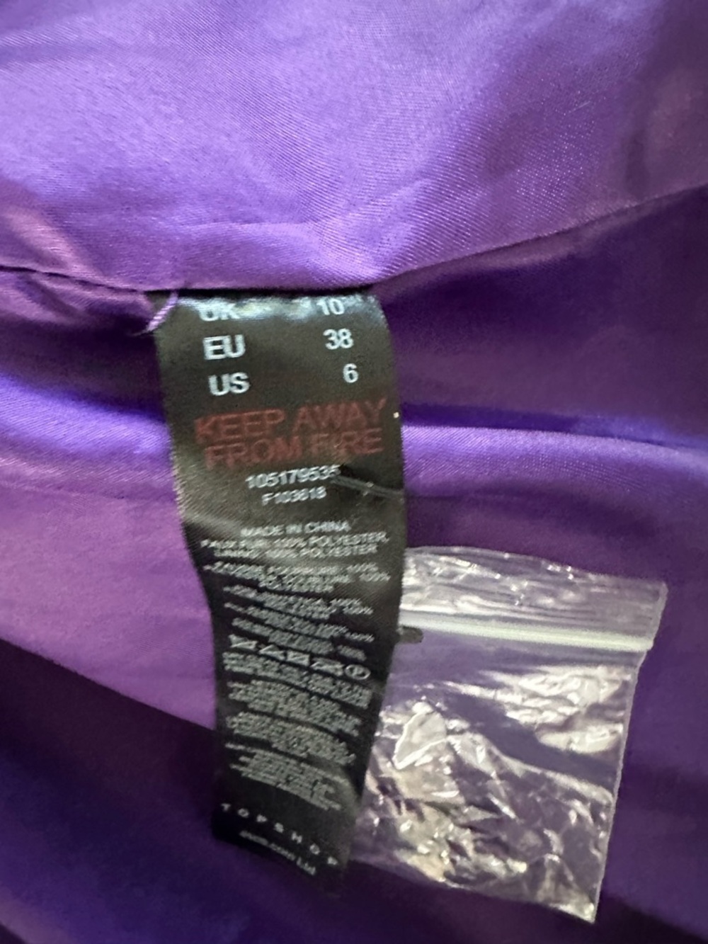 Topshop Purple Faux Fur Coat NWT Statement Teddy Coat Size 6 - Picture 10 of 14